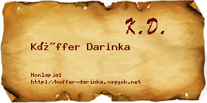 Küffer Darinka névjegykártya